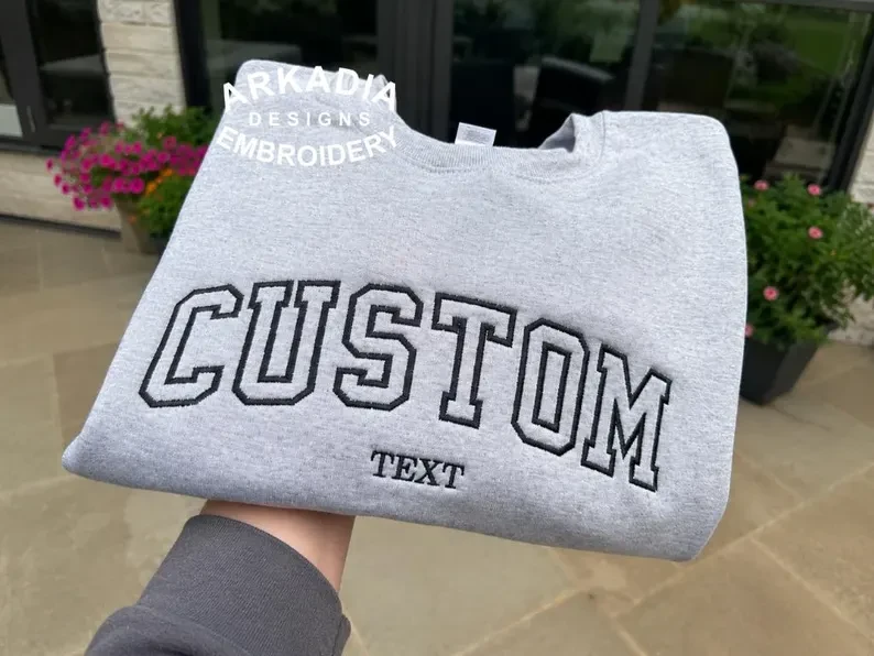 Custom collegiate embroidered sweatshirt